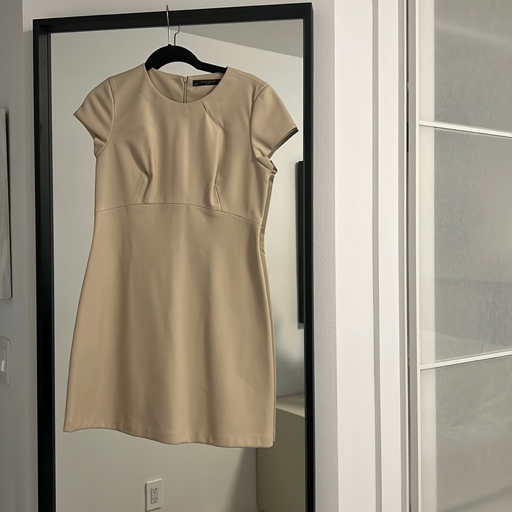 Faux leather holiday dress